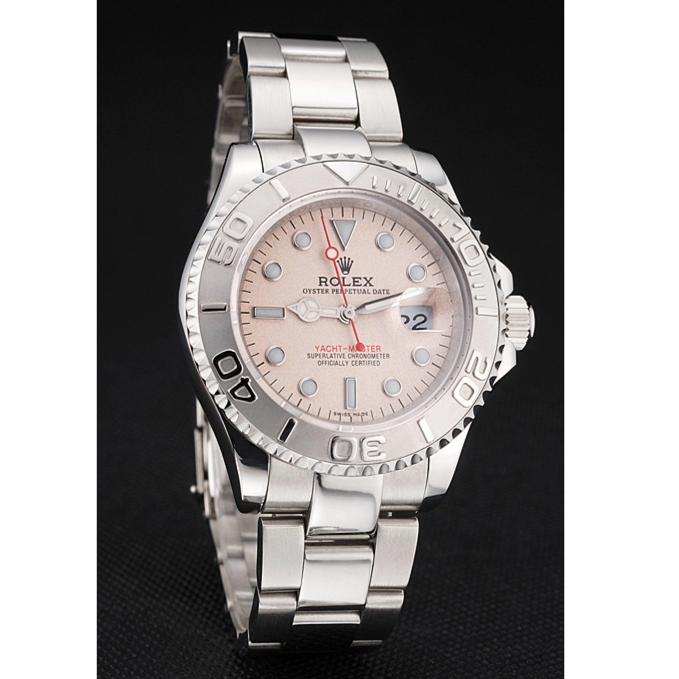 Stainless Yacht-Master Steel Dial Bracelet Rolex Champagne Swiss Case And 1016